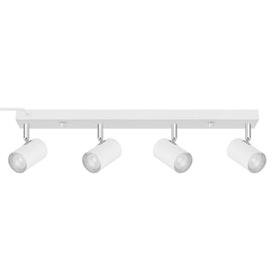 BoostArea LED Track Lighting Ceiling Fixtures, White 4-Light Plug in Track Lights for Kitchen, 4 Way Ceiling Spotlight, 15 FT Cord,Flexibly Rotatable Wall Mount Light Head for Bedroom Hallway