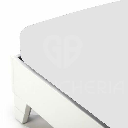 Lenzuolo con angoli letto matrimoniale 180x210 SUPER MAXI in Cotone 120g/mq - Lenzuola letto matrimoniale con angoli - Lenzuolo Sotto con angoli matrimoniale Made in Italy (Bianco)