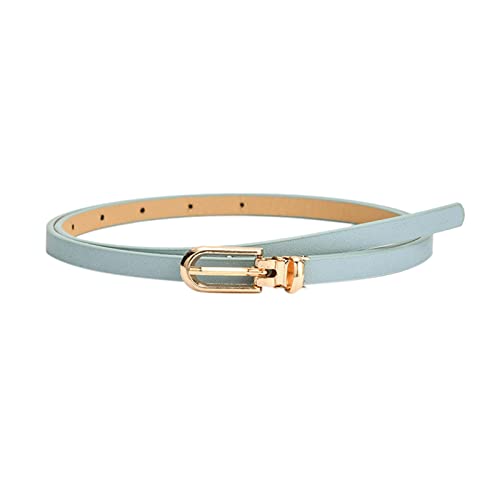 Ceinture fine pour femme - Robe de mode simple pour femme - Pull décoratif avec ceinture de chemise - Boucle ardillon polyvalente - Ceinture fine en PU, bleu ciel, taille unique