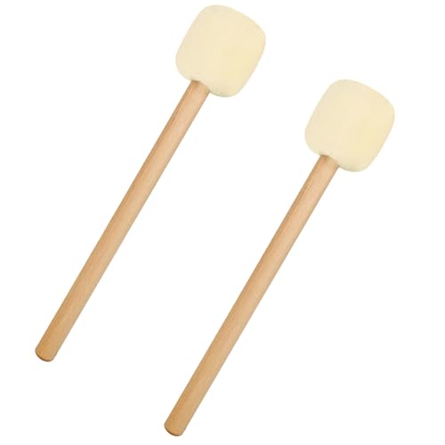 Baquetas BESPORTBLE de fieltro para batería y percusión, mango de haya, 2 piezas, para bombo y jazz miniatura 1