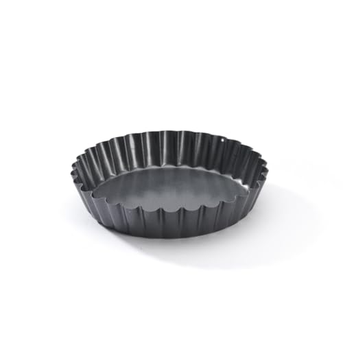 De Buyer - Moule à tartelette rond Cannelé en acier antiadhésif - Diamètre 12 cm -, Noir
