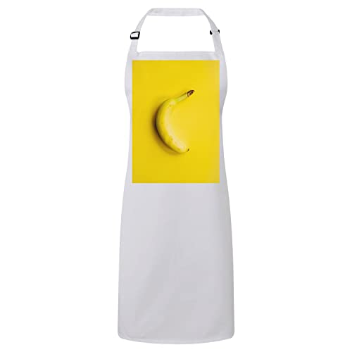 Tablier Cuisine Anti Taches Blanc Banane sur Fond Jaune Ergonomique