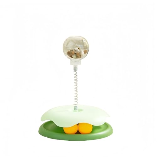 HeartTrend 猫おもちゃ 回転ボール 人気 知育玩具 おやつ入れる ペット用品 ねこ 遊ぶ盤 猫じゃらし おもちゃ 運動不足 ストレス解消 (グリーン)