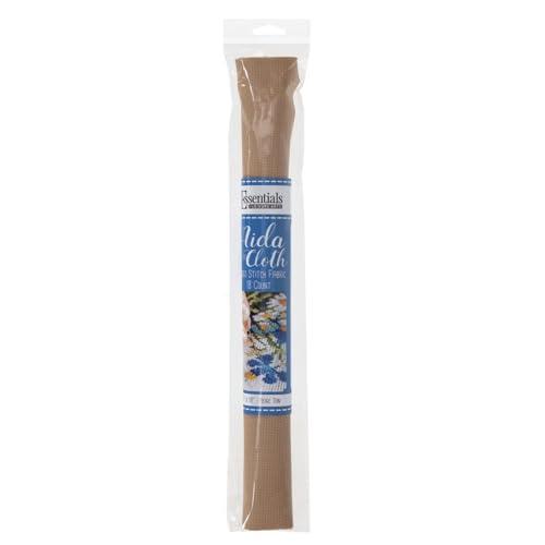 Essentials By Leisure Arts Aida Cloth 18 Count Beige Tan Cross Stitch Fabric Embroidery Fabric Cross Stitch Supplies for Crafting Stitching and Sewing Projects 15X18