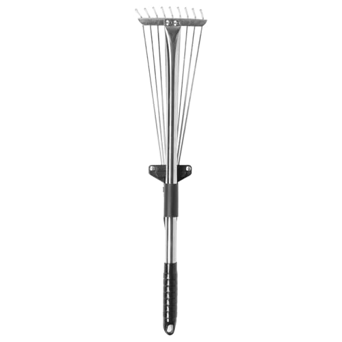 Totority Herramienta de Jardinería Rastrillo Telescópico de Acero Inoxidable 9 Dientes, para Aflojar Tierra y Recoger Hojas en Huertos y Espacios Exteriores Color Aleatorio
