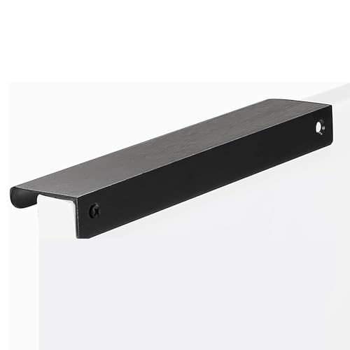 Confezione da 2 maniglie per bordi in alluminio nero, maniglie nascoste per mobili da cucina e cassetti, facili da installare, 300 mm, per decorazioni moderne della casa