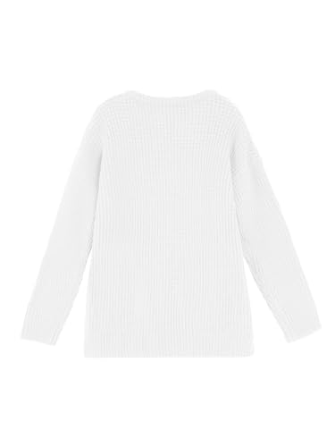 Image of rrhss Girls Waffle Knit Sweaters Trendy Henley Button V Neck Long Sleeve Pullover Jumper Tops