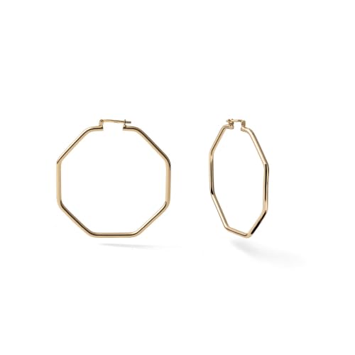 Créoles octogonales UNOAERRE en plaqué or jaune 24 carats pour illuminer vos tenues chic