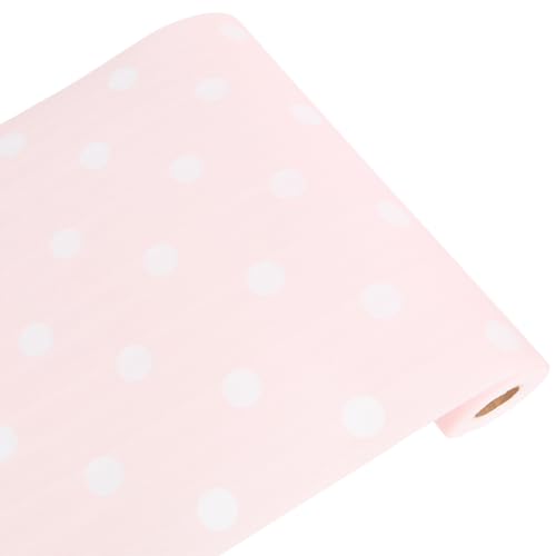 CREATCABIN Revestimientos para Estantes, Revestimientos para Gabinetes, Rollos de Revestimiento para Gabinetes con Lunares Rosados, Protectores para Estantes de Gabinetes, Revestimientos Impermeables