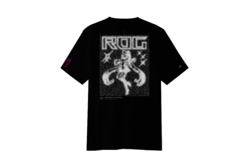 Maglietta ROG II Edition Hatsune Miku, Maglietta nera unisex edizione Collector Gaming, Nero con accenti Blu-verde Hatsune Miku, L - Gadget - Immagine 1