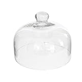 Acan Quesera de Cristal sin Base, de 22 cm de diámetro y 18 cm de Alto, con pomo para agarrar, Especial para el Almacenamiento de Productos Frescos.