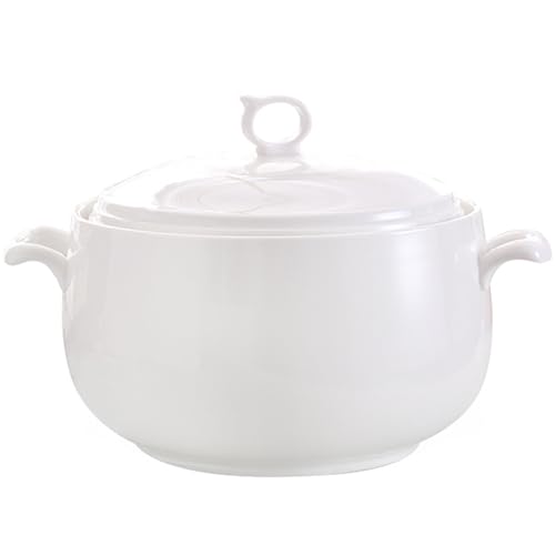 La Mejor Recopilación de Sopero los mejores 5. 44 Hgjgwqh Olla de Sopa Redonda con Tapa Sopera de Cerámica con Tapa de Vidrio, Tazón de Sopa Blanco para Servir de Cerámica con Asa Grande para Cocina, Porcelana, Blanco...