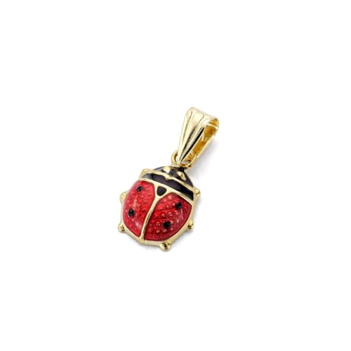Pendentif coccinelle or 9 carats 5mm collier émaillé pour enfant