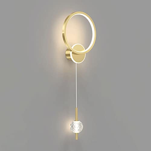 Apliques de pared de anillo de metal dorado y cristal con acabado premium 2