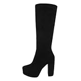  Ital Design Damenschuhe Stiefel High-Heel Stiefel, F11189-, Textil, Schwarz, Gr. 39
