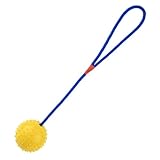 Poo4kark Hund an einem Seil, Hundespielzeug, interaktives Katzenspielzeug, rollend, verstellbar, Sport-Rollspielzeug, interaktives Haustier, Hund mit Seiltraining, quietschendes Zerr- (Yellow, 6x6cm)
