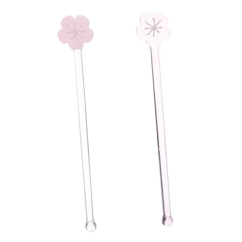 PRETYZOOM 2pezzi Bastoncini per Mescolare in Vetro Forma Fiore Riutilizzabili per Bevande Come Succhi Latte tè e Cocktail per Contenitori Profondi