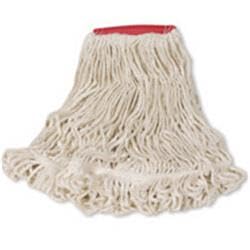Image of Rubbermaid Commercial Products Super Stitch Blend Mop Head Replacement, 1-Inch Headband, Large, Red, Heavy Duty Industrial Wet Mop for Floor Cleaning in Office /School /Stadium /Lobby /Restaurant