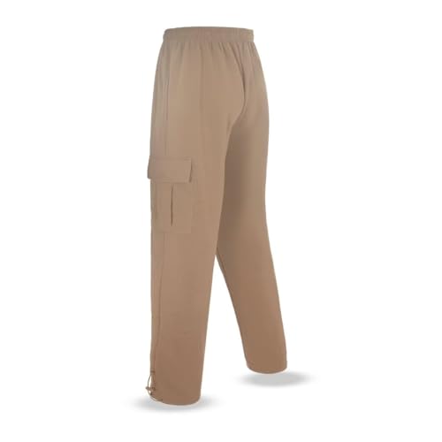 AKsit Mens Fashion Fleece Running Sweatpants Big Size Wild Cargo Pant Light Khaki XL