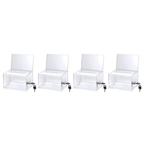 Tlily 4 Stück Acryl Spendenbox mit Schloss