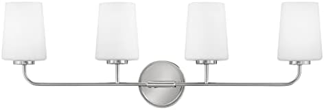 Hinkley Lark Kline 853454CM Four-Light Bath Vanity Fixture - Sleek, Tapered Etched Opal Glass Shades, Mount Up or Down - Chrome