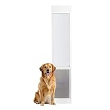 PetSafe Sliding Glass Pet Door - No-Cut DIY Install Doggy Door for Renters - Aluminum Frame - Adjustable Height 75 7/8' to 80 11/16' - Ideal for Extra Large Dogs Up to 220 lb - White