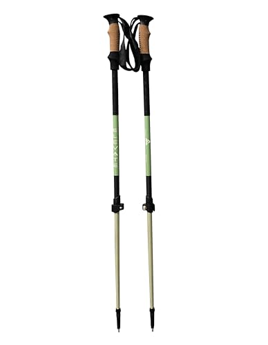 Elevate Lightweight Collapsible Trekking Pole Pair- Carbon Fiber and Aramid Fiber with Cork Grips- Made in USA (100 cm-115 cm)