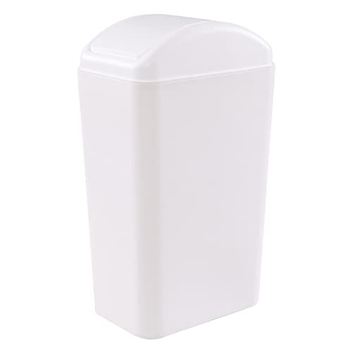 Caneca de basura blanca de plástico con tapa basculante 3.5 gal miniatura 7