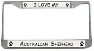 Animal Den - Australian Shepherd License Plate Frame (Chrome) 5 Year Warranty