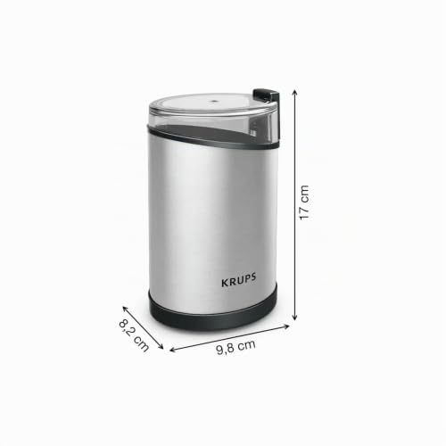 Krups Fast Touch GX204D Elektrische Kaffeemühle aus Edelstahl mit 200 Watt Leistung, Schwarz, 75 g – Bild 2