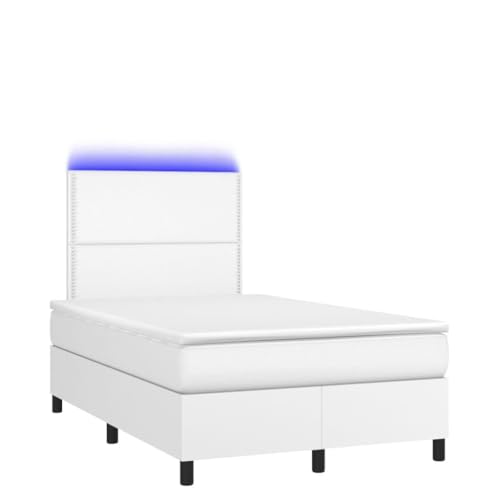 Wenjingqi Cama Box Spring colchón y LED Cuero sintético 120x200 cm, 3135874