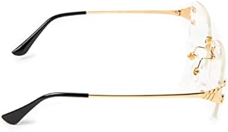 Street Knitted Unisex Frameless Gold Frame Retro Rimless Clear Lens Hip Hop Glasses