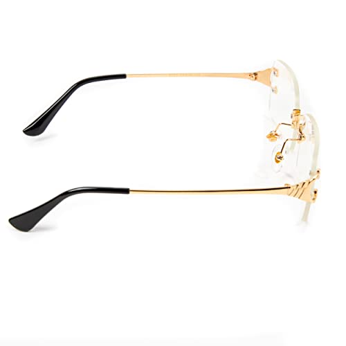 Street Knitted Unisex Frameless Gold Frame Retro Rimless Clear Lens Hip Hop Glasses