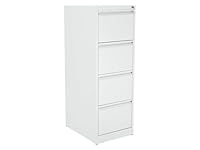 The Workplace Depot Filing Cabinet – Lockable 2, 3 or 4 Drawer Steel Storage Unit in Black, White or Grey with Adjustable Hanging Rails, Space-Saving Organiser for Home & Office (White, 4 Drawer)