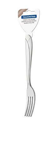 Tramontina Aurora 3 Pieces Stainless Steel Dessert Fork Set with Gloss Finish and Detailing on the Handles