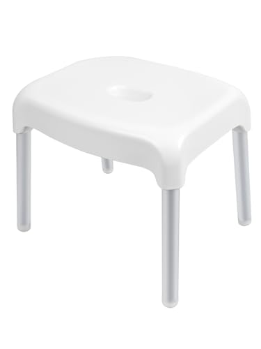 Umimile バスチェア 風呂イス ステップ 多機能 アルミ脚 ホワイト 通気性よく 乾きやすい カビない 収納便利 持ち運び 椅子 浮かせる収納可能 40cm/35cm/30cm/25cm選択可能 (高さ25cm)