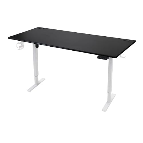 昇降デスク 電動 ダブルモーター 180cm 静荷重約180kg スタンディングデスク デュアルモーター a99 (天板(180×ブラック), 脚(ホワイト))