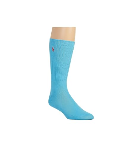 POLO RALPH LAUREN Men's Cotton Crew Sock with Polo Embroidery, 8205B, Sky Blue, O/S