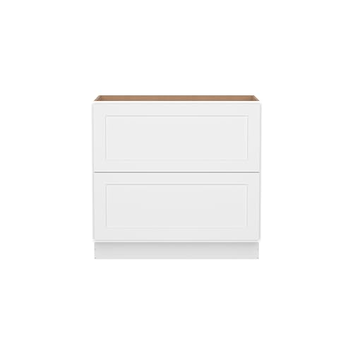 Image of Furinno Shaker Drawer Base Kitchen Cabinet with 2-Drawers, Ready to Assemble, 24 D x 36 W x 34.5 H, White