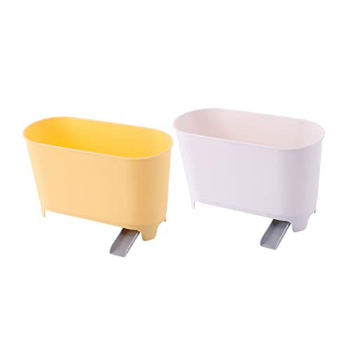 FONDOTIN Colador De Fregadero Multifunción 2 Piezas Plástico Blanco y Amarillo Cesta De Drenaje Para Cocina Separación De Residuos Secos y Húmedos Almacenaje Para Fregadero