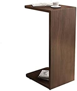 FZZDP Solid Wood Side Table Mobile C-Shaped U-Shaped Corner Table Small House Bedside Table Sofa Tea Table Small Table Side Table Mini Material: Rubber Wood (Color : Walnut Color, Size : There are w