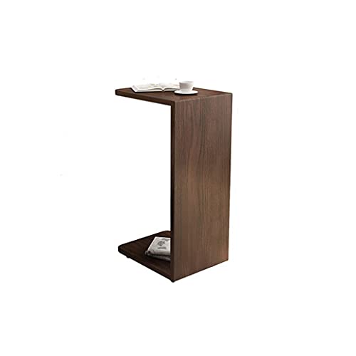 Fzzdp Solid Wood Side Table Mobile C-Shaped U-Shaped Corner Table Small House Bedside Table Sofa Tea Table Small Table Side Table Mini Material: Rubber Wood (Color : Walnut Color, Size : There Are W #TOP6