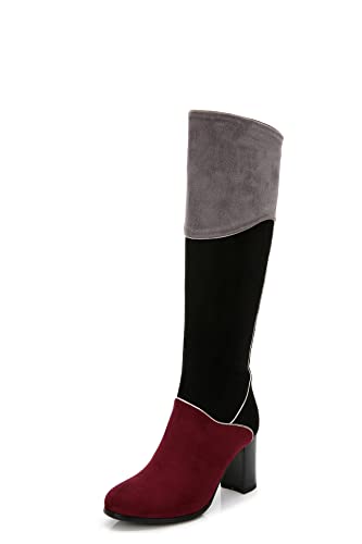ANN CREEK Women's 'Manuel' Knee-high Patched Multi Colors Tall Faux Suede Heeled Riding Boots