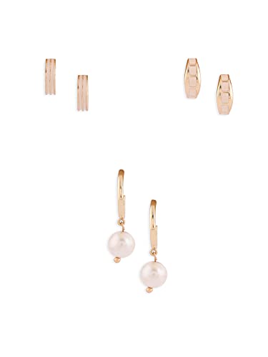 Image of Zaveri Pearls Set Of 3 Gold Tone Contemporary Smart Casual Wear Hoop Earrings For Women-ZPFK14045