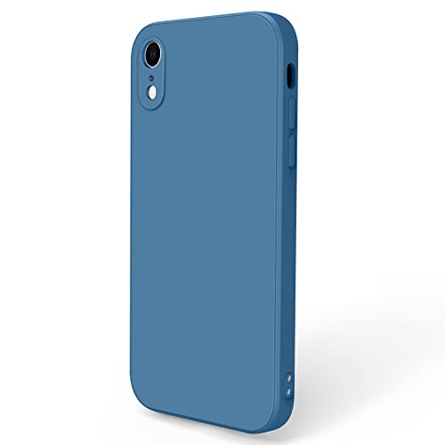 1 Pièces Coque Compatible avec iPhone XR, Étui en Silicone avec Doublure en Microfibre Souple, Conception Spéciale de Bord Droit, 6.5",Bleu Marine Cover