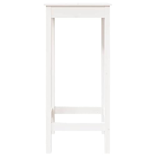 Table de bar blanche peu encombrante en pin massif pour optimiser un studio