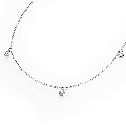 Dyunq Necklace For Women Sterling Silver, Moissanite Lab Created Diamond Station Choker Layering Bezel Set Chain, 2.5Mm 0.3Cttw Dainty Simple Preppy Jewelry Gifts For Wife Mother thumb #1