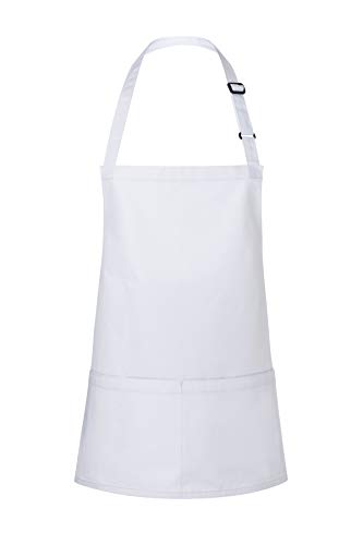 Karlowsky BLS 6 PURE Kurze Latzschürze BASIC mit Schnalle und Tasche, 65% Polyester/35% Baumwolle, Weiß, Einheitsgröße