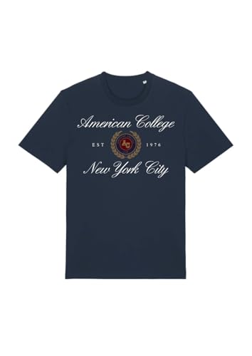 AMERICAN COLLEGE USA, Camisetas, Polos, Camisas, Shirt, Casual, Deportiva, Estampada, Ropa Adultos, Unisex, Hombre, Mujer, Modelo ACS25T2 Navy L