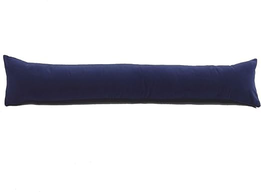 Draught excluder pillow cushion- hollowfibre filled Plain Dyed Door Draught stopper - Heavy Door Draught Stopper Insulator for Bottom of Door/Window seal (90x18CM) (Navy)